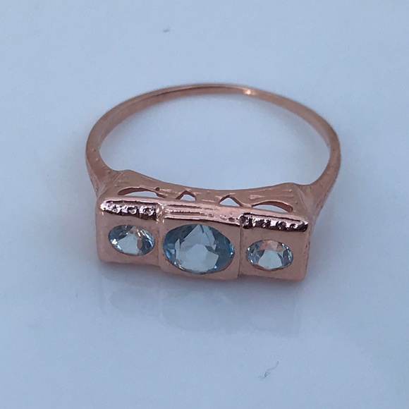 Jewelry - Genuine Topaz Ring Deco .42ctw 14k Rose Gold/Sterl